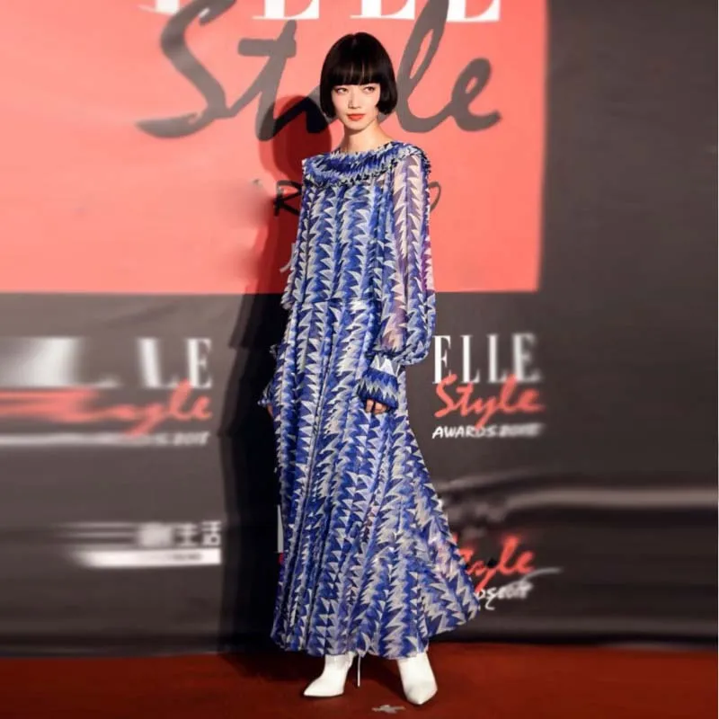 Print Top Suspender Skirt Elegant Cool Woman Suit