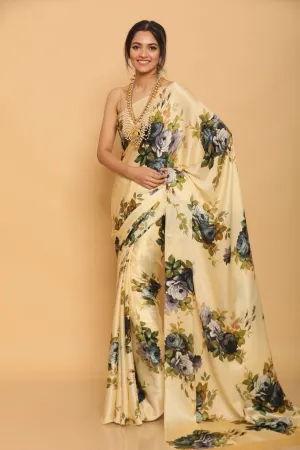 Printed Satin Saree