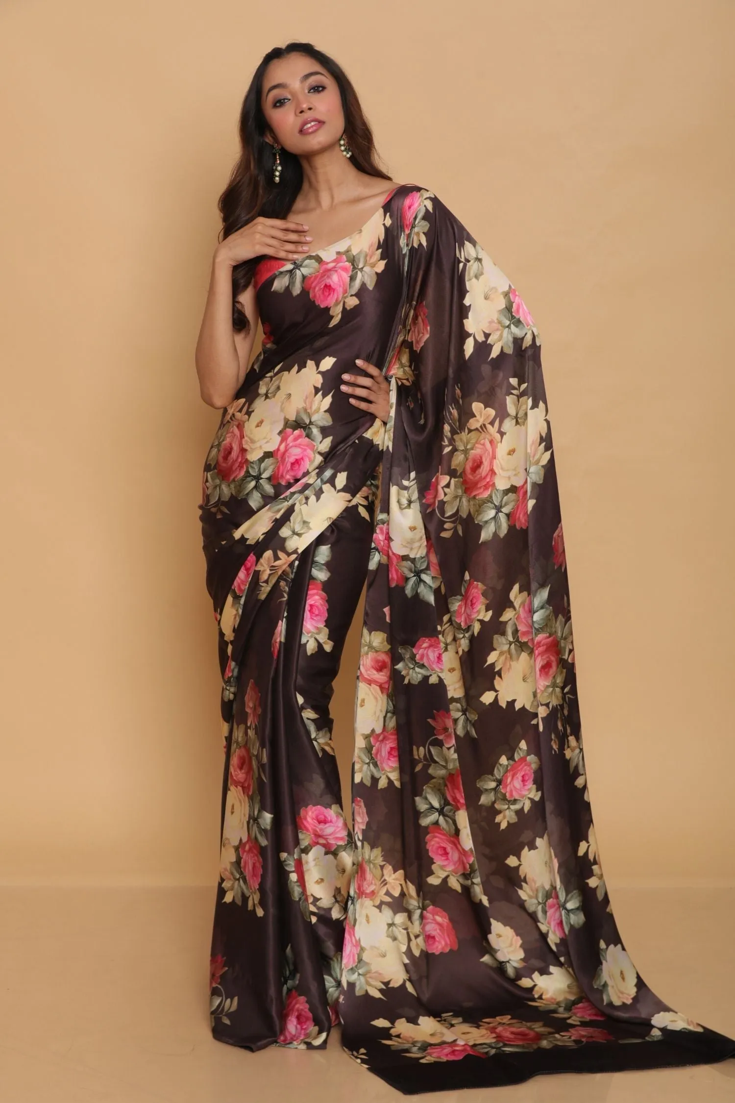 Printed Satin Saree