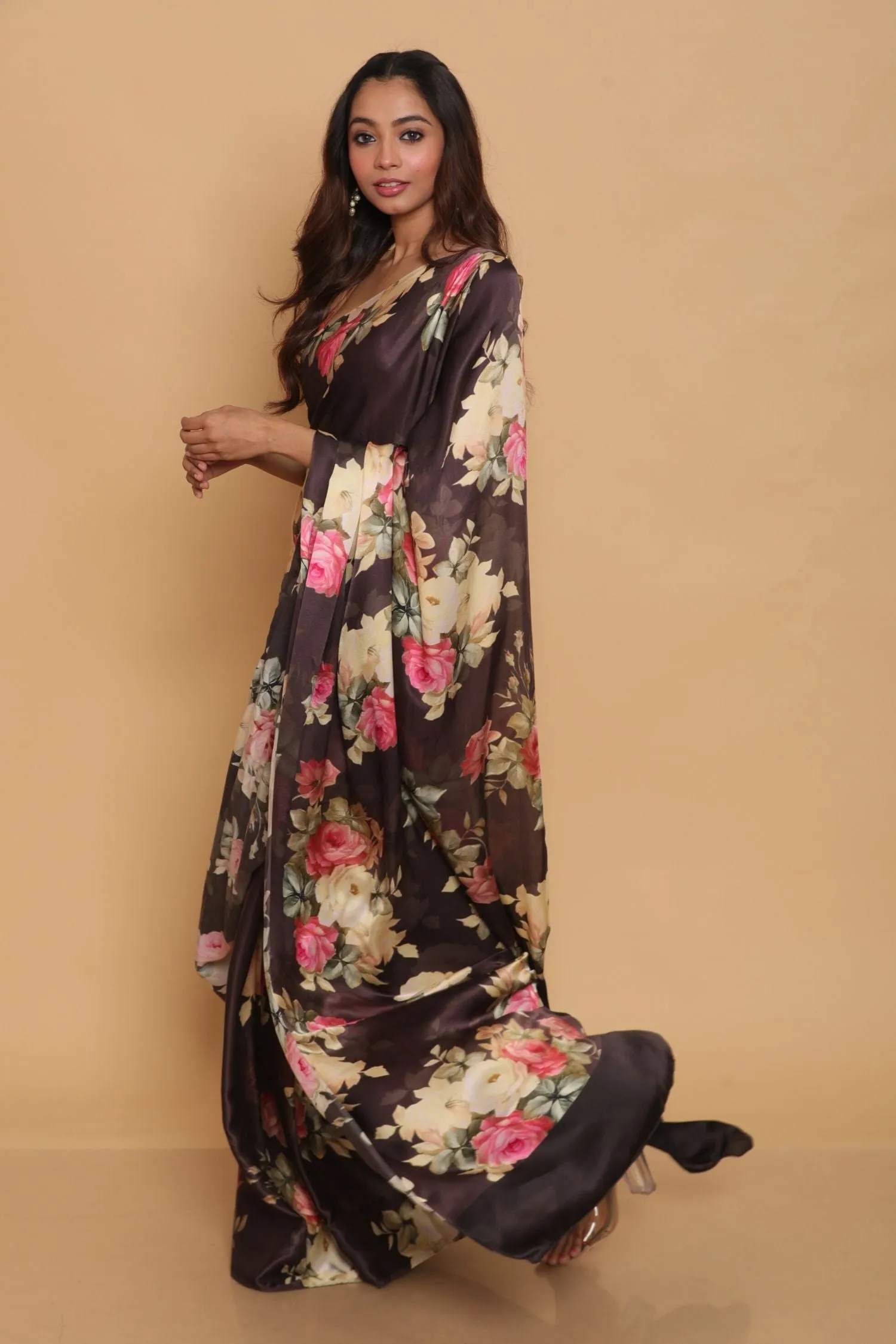 Printed Satin Saree