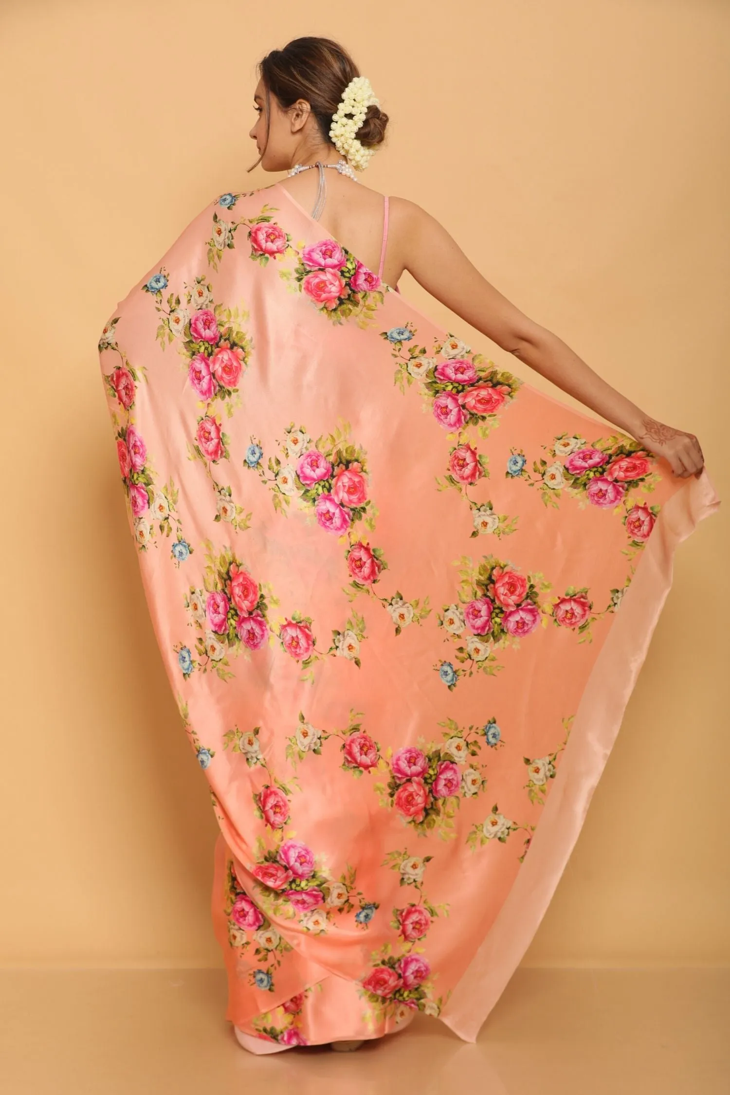 Printed Satin Saree
