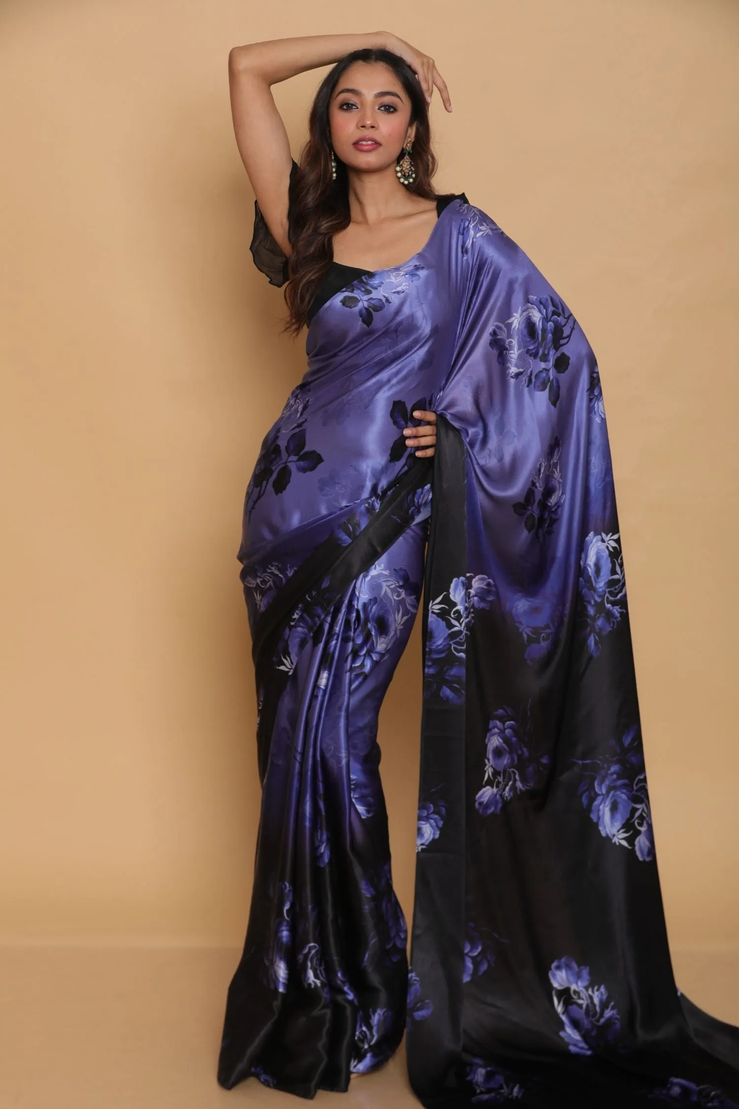 Printed Satin Saree