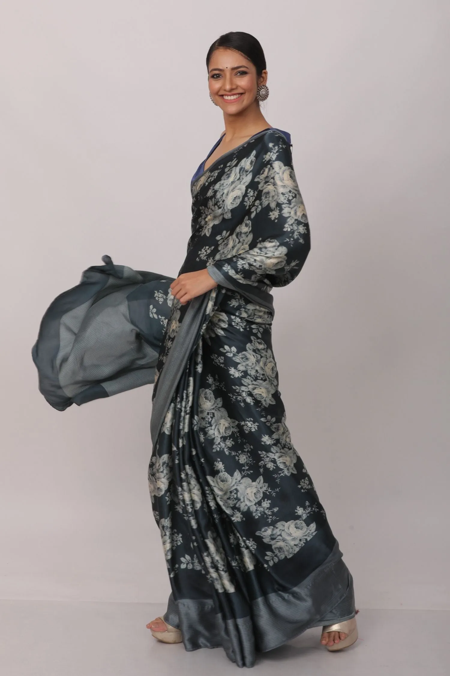 Printed Satin Saree