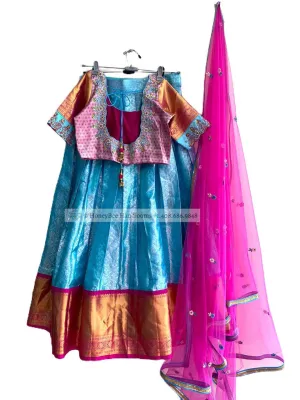 Pure kanchi pattu lehenga,Bridal Lehenga,Pattu langa,Langavoni,Halfsaree,Kanjivaram Lehenga,Pattu Pavada,Silk Lehenga,teens Lehenga-NIHIRA