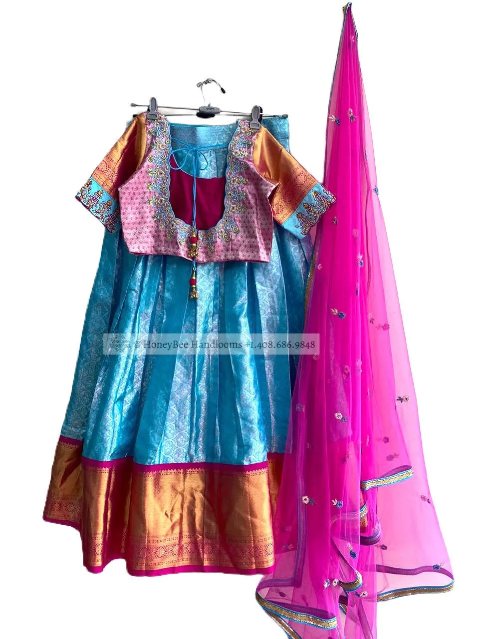 Pure kanchi pattu lehenga,Bridal Lehenga,Pattu langa,Langavoni,Halfsaree,Kanjivaram Lehenga,Pattu Pavada,Silk Lehenga,teens Lehenga-NIHIRA