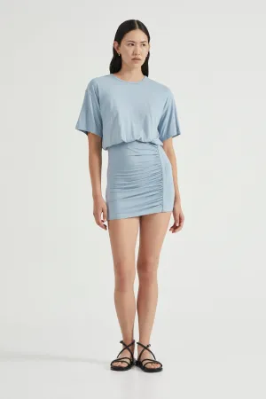 PUSH PULL TEE DRESS | BLUE HAZE