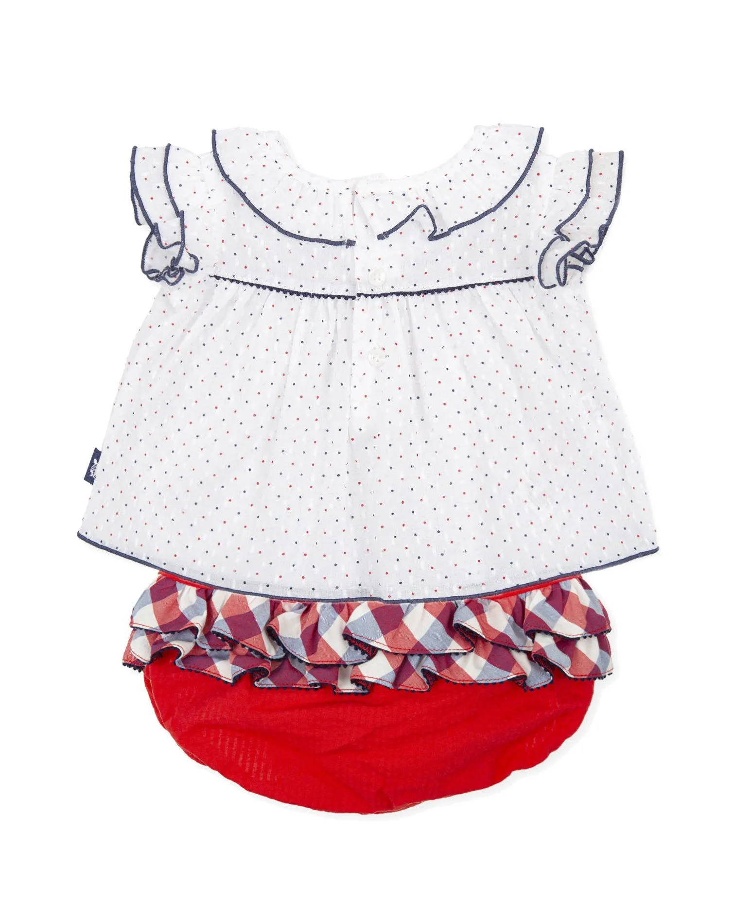 "Blair" Red & Navy Polka Dot Blouse & Bloomers