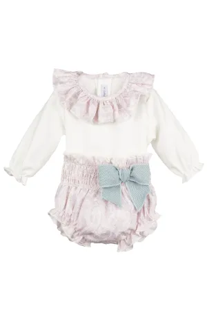 "Margot" Pale Pink Paisley Blouse & Bloomers
