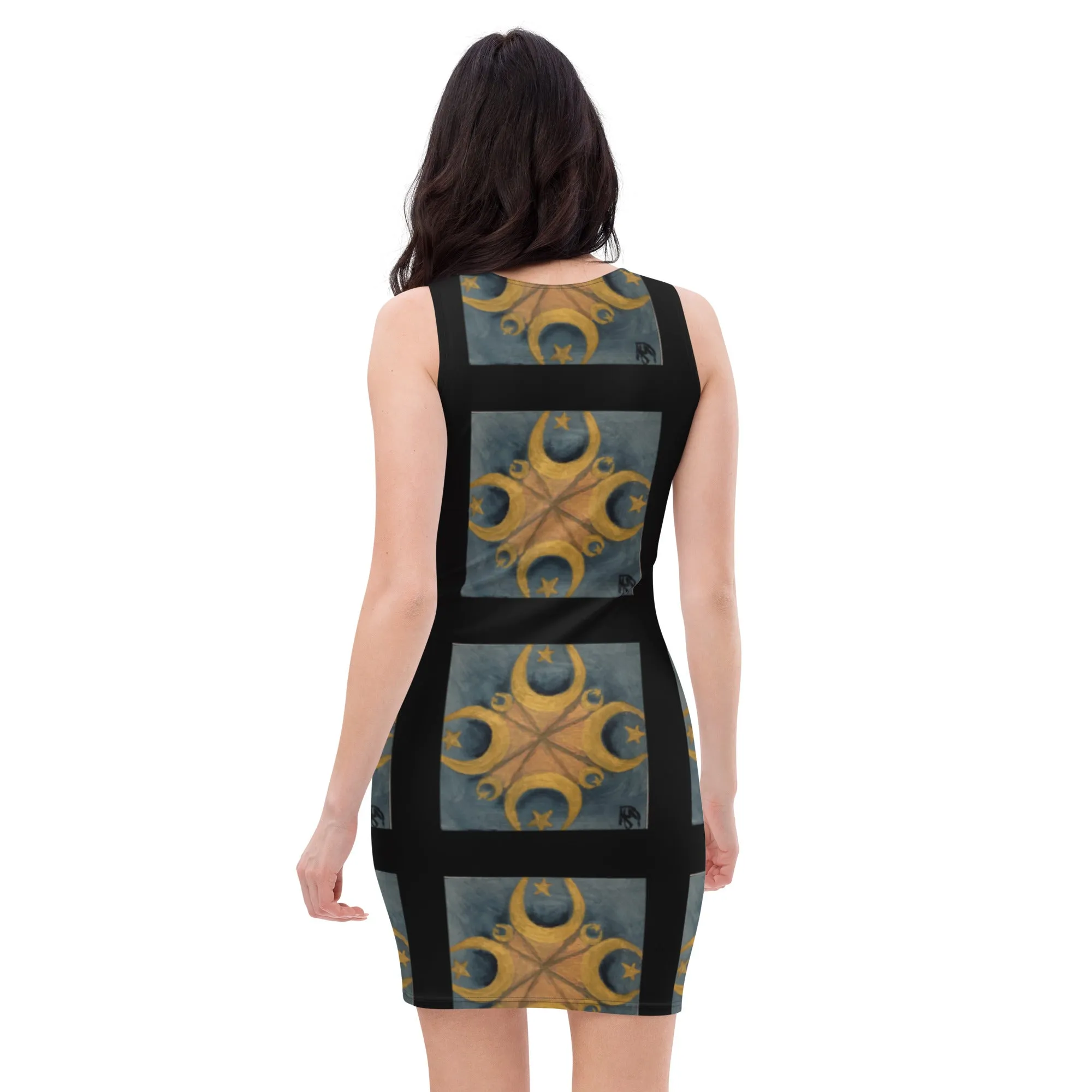 "Mohammad's Starburst" Black - Tank Sheath Dress