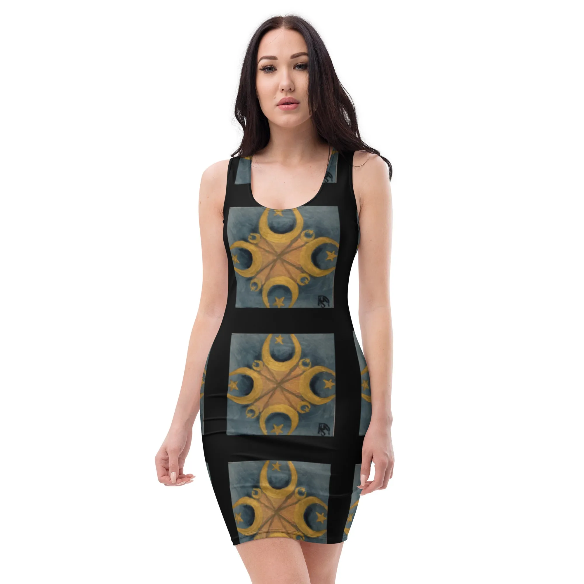 "Mohammad's Starburst" Black - Tank Sheath Dress
