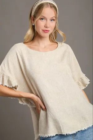 Raw Hem Linen Blend Top