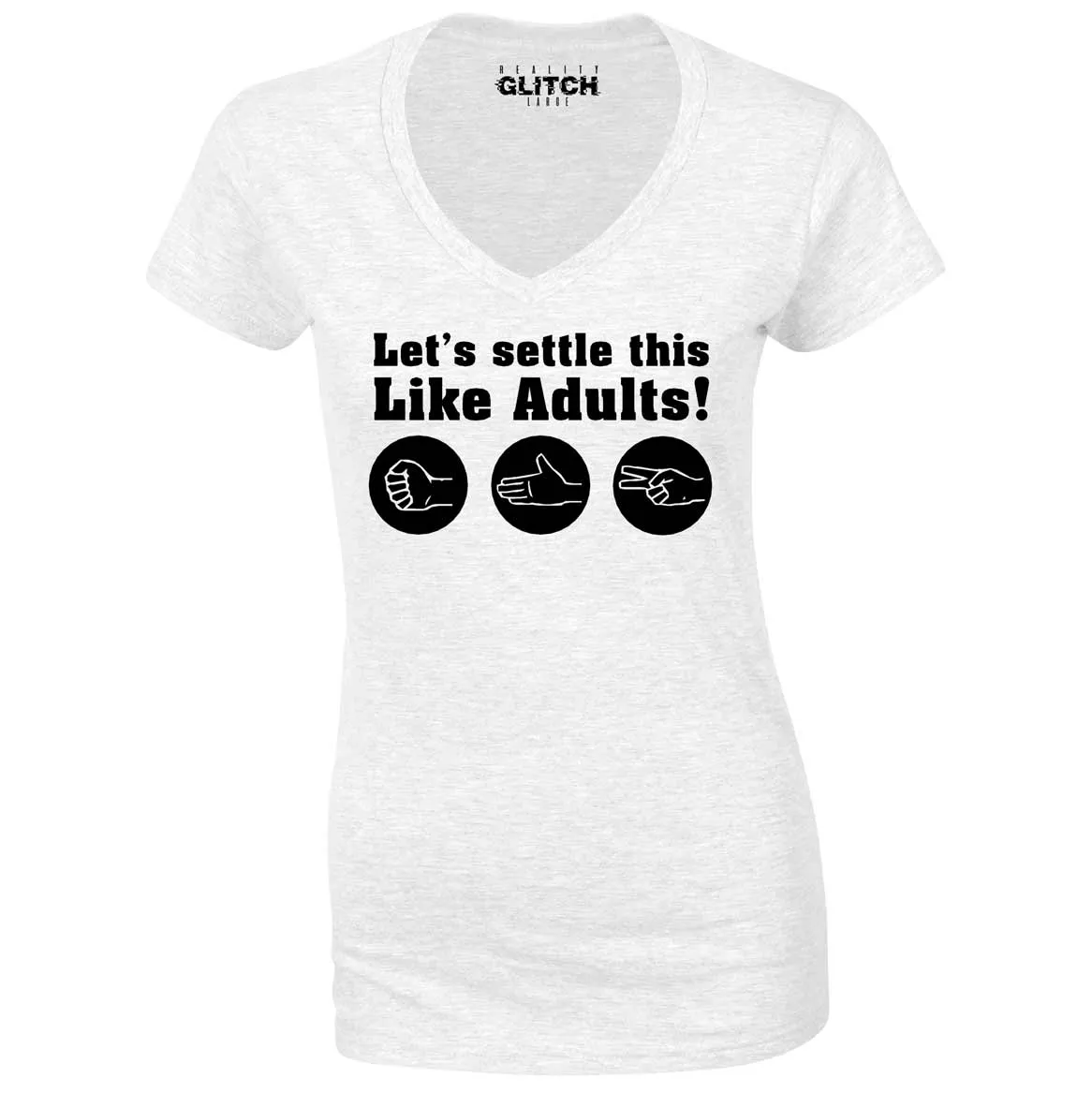 Reality Glitch Rock Paper Scissors Womens T-Shirt - V-Neck