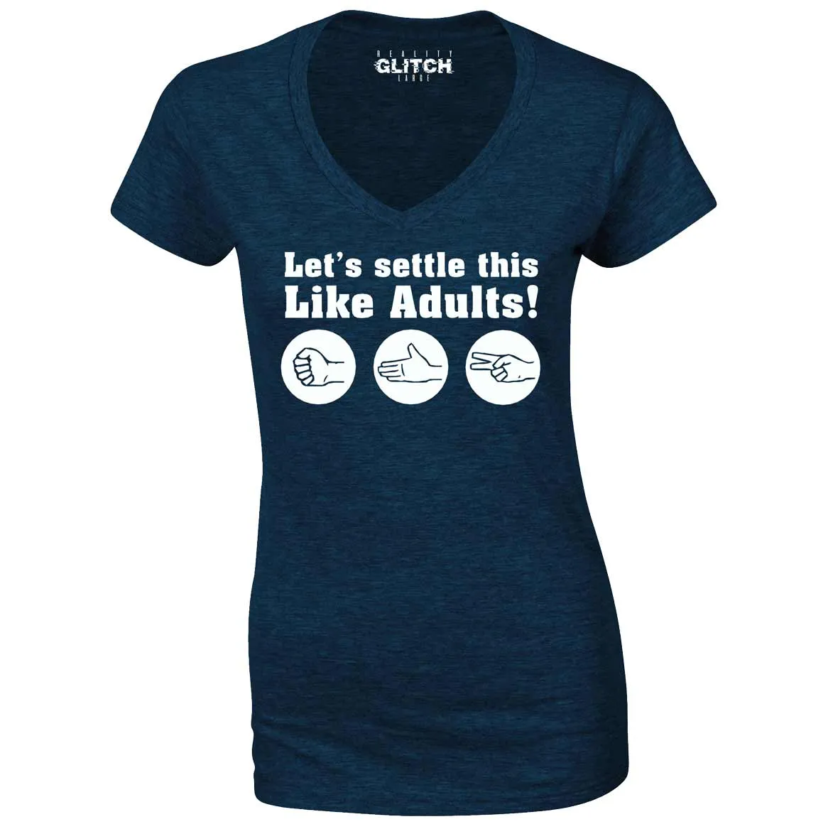 Reality Glitch Rock Paper Scissors Womens T-Shirt - V-Neck