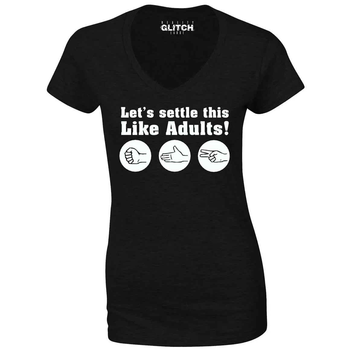 Reality Glitch Rock Paper Scissors Womens T-Shirt - V-Neck