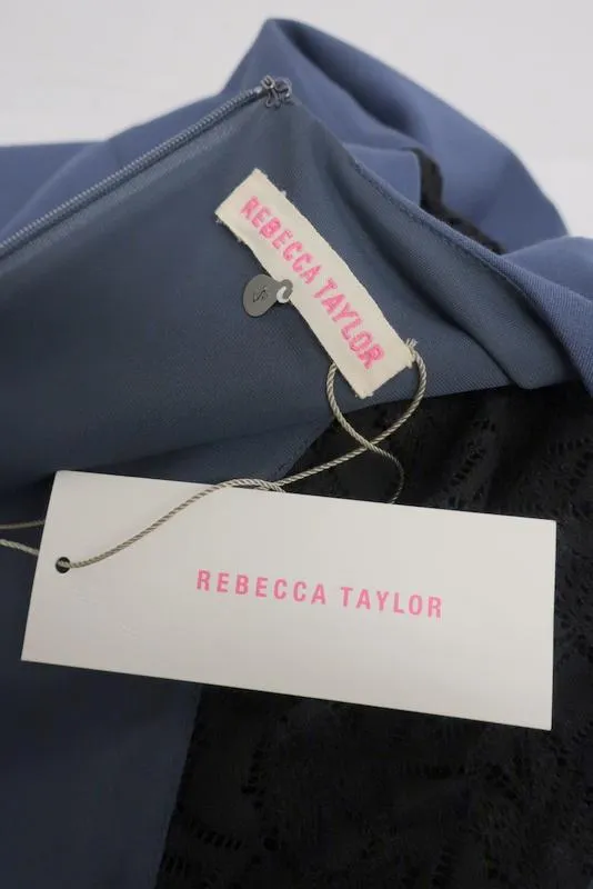 Rebecca Taylor Dress Harbour/Black Ponte & Lace Size 2 Short Sleeve Sheath NEW