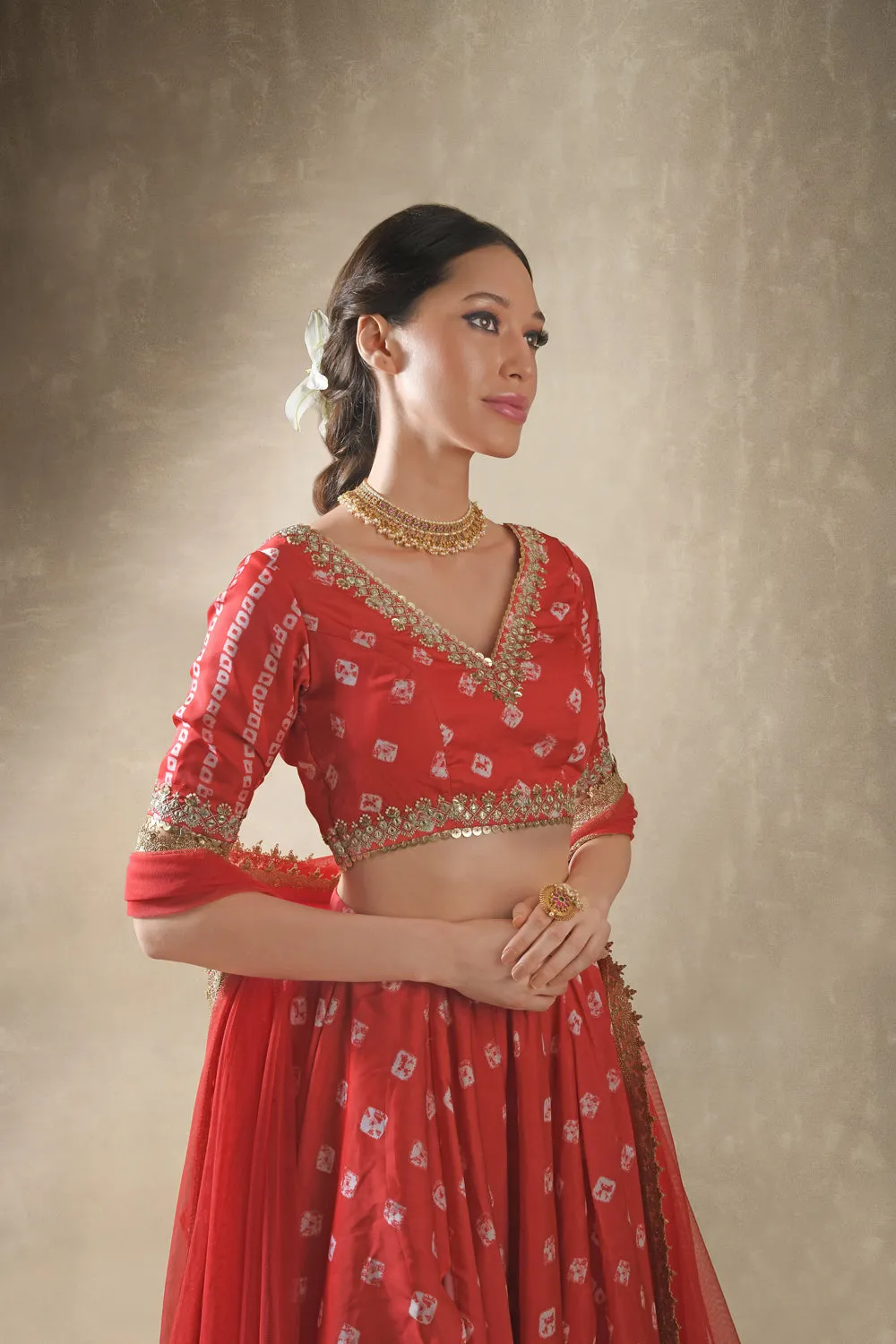 Red And Gold Lehenga Set
