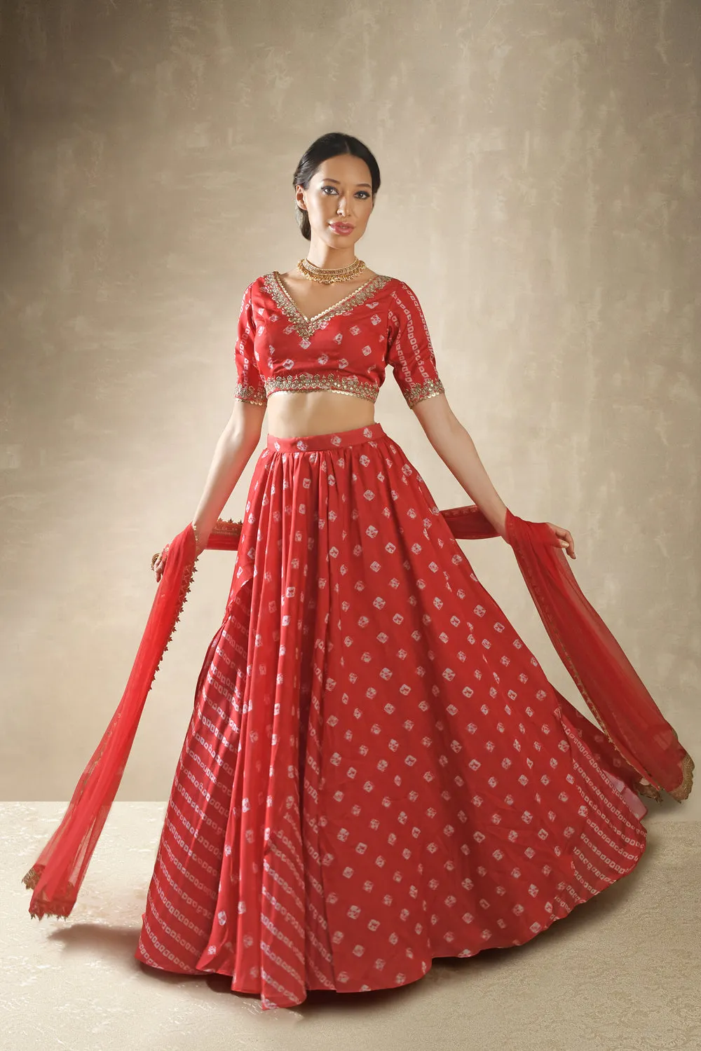 Red And Gold Lehenga Set