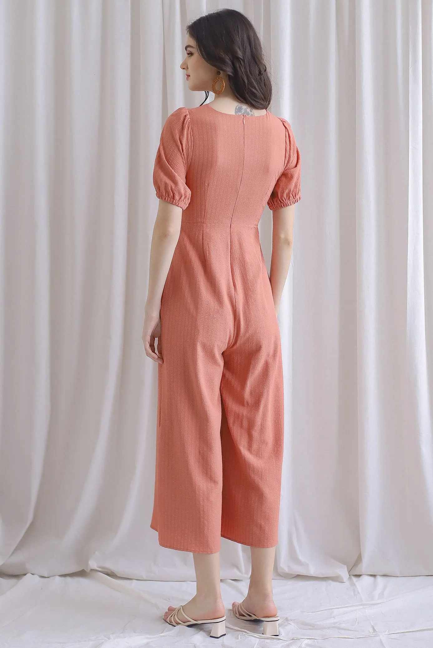 Reeve Twist Knot Cut Out Jumpsuit In Rosewood