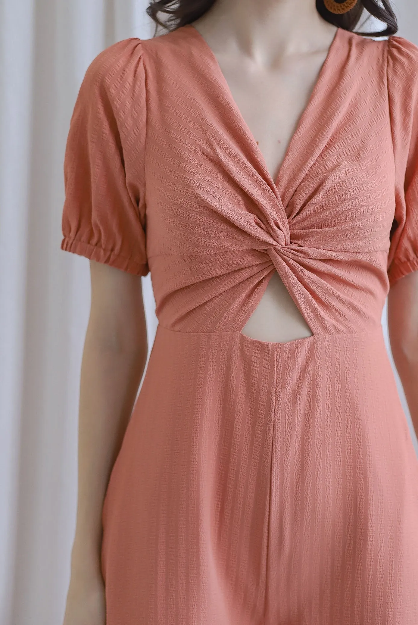 Reeve Twist Knot Cut Out Jumpsuit In Rosewood