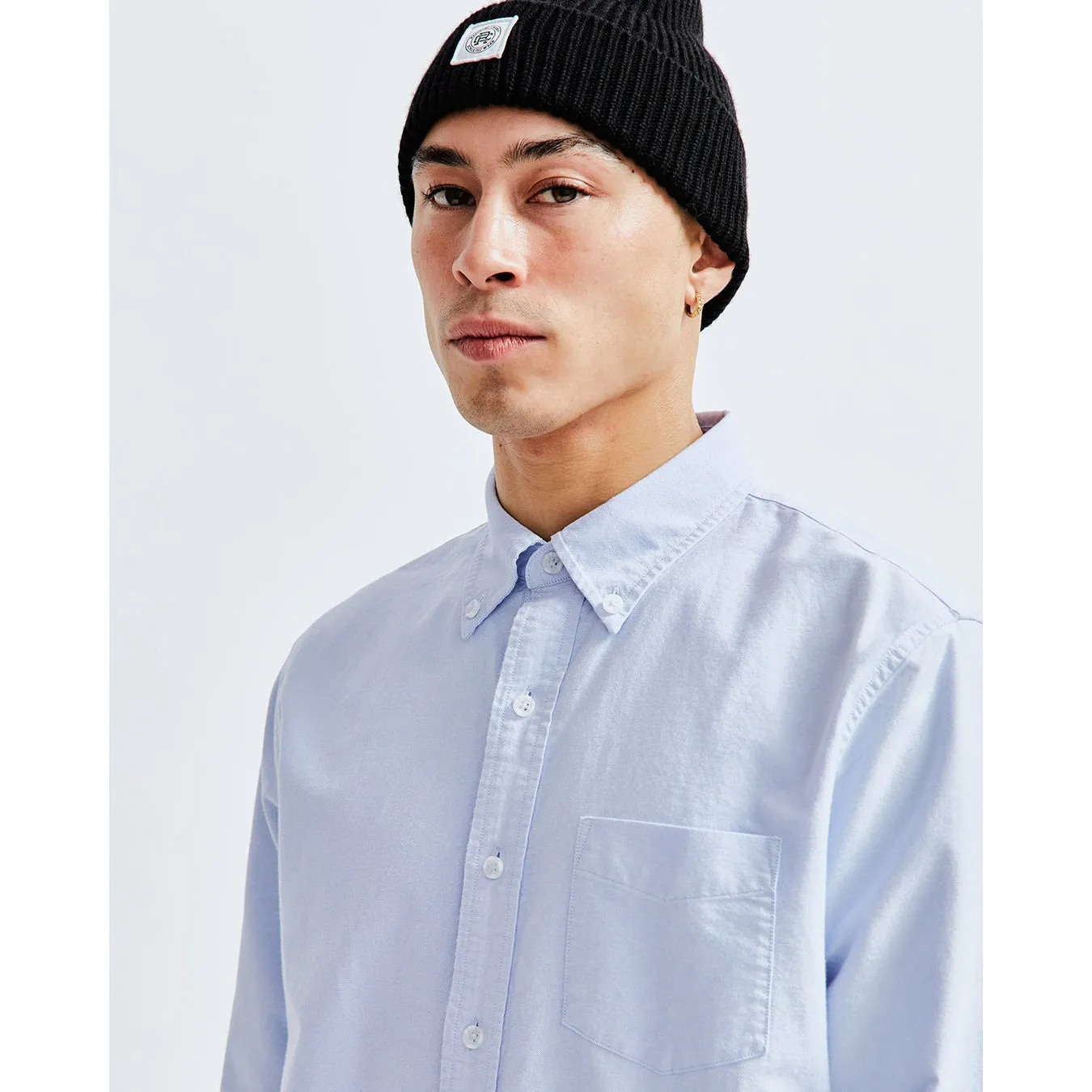 Reigning Champ Men Woven Windsor Oxford Shirt Light Blue RC-8000-LBLU
