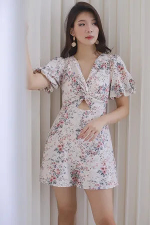 *Restocked* TDC Joyelle Twist Knot Cut Out Romper In Cream