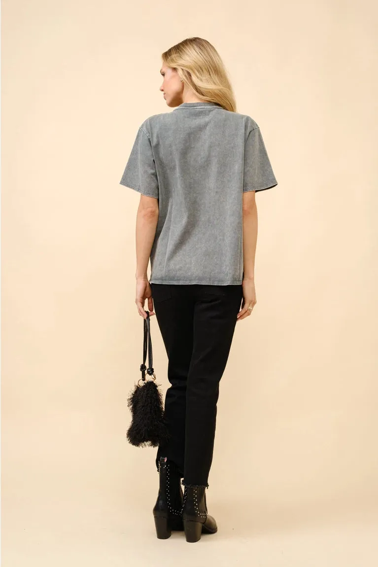 Rilee Rhinestone Vintage Wash Top
