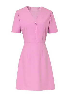 Rose Sweet V Neck 1960S Vintage Dress