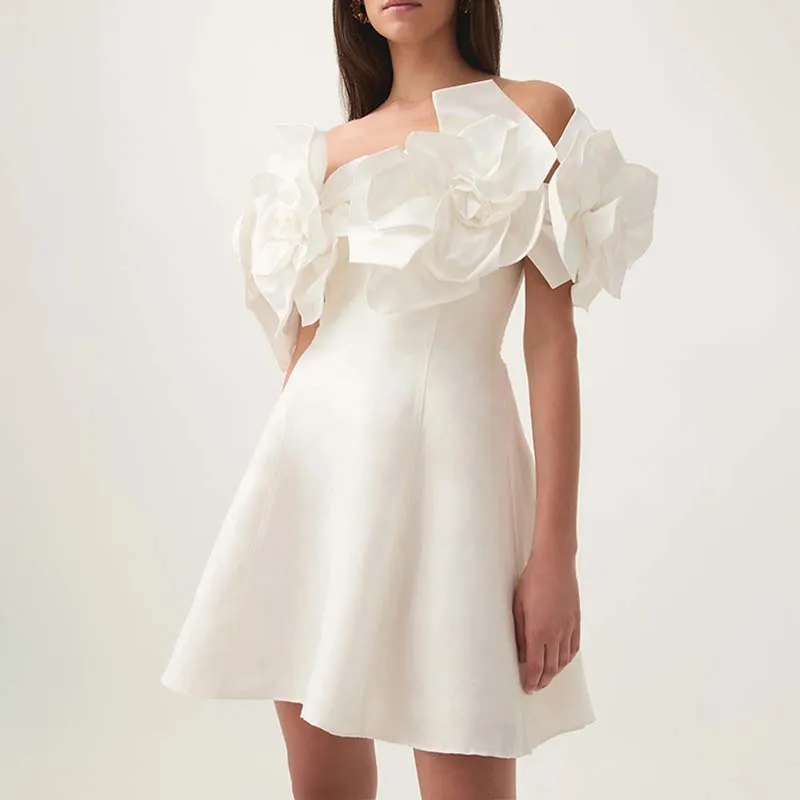 Rosette Off The Shoulder Mini Dresses
