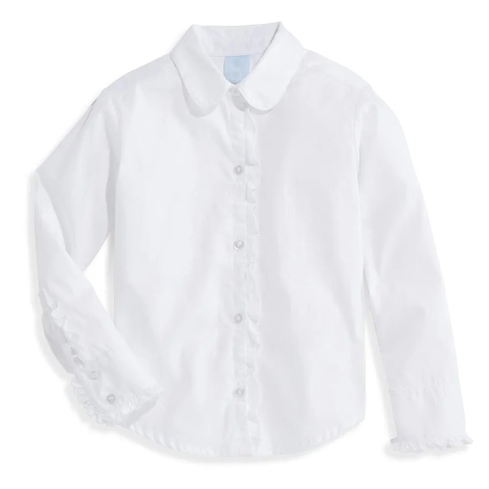 Ruffled Buttondown Shirt -- White Oxford