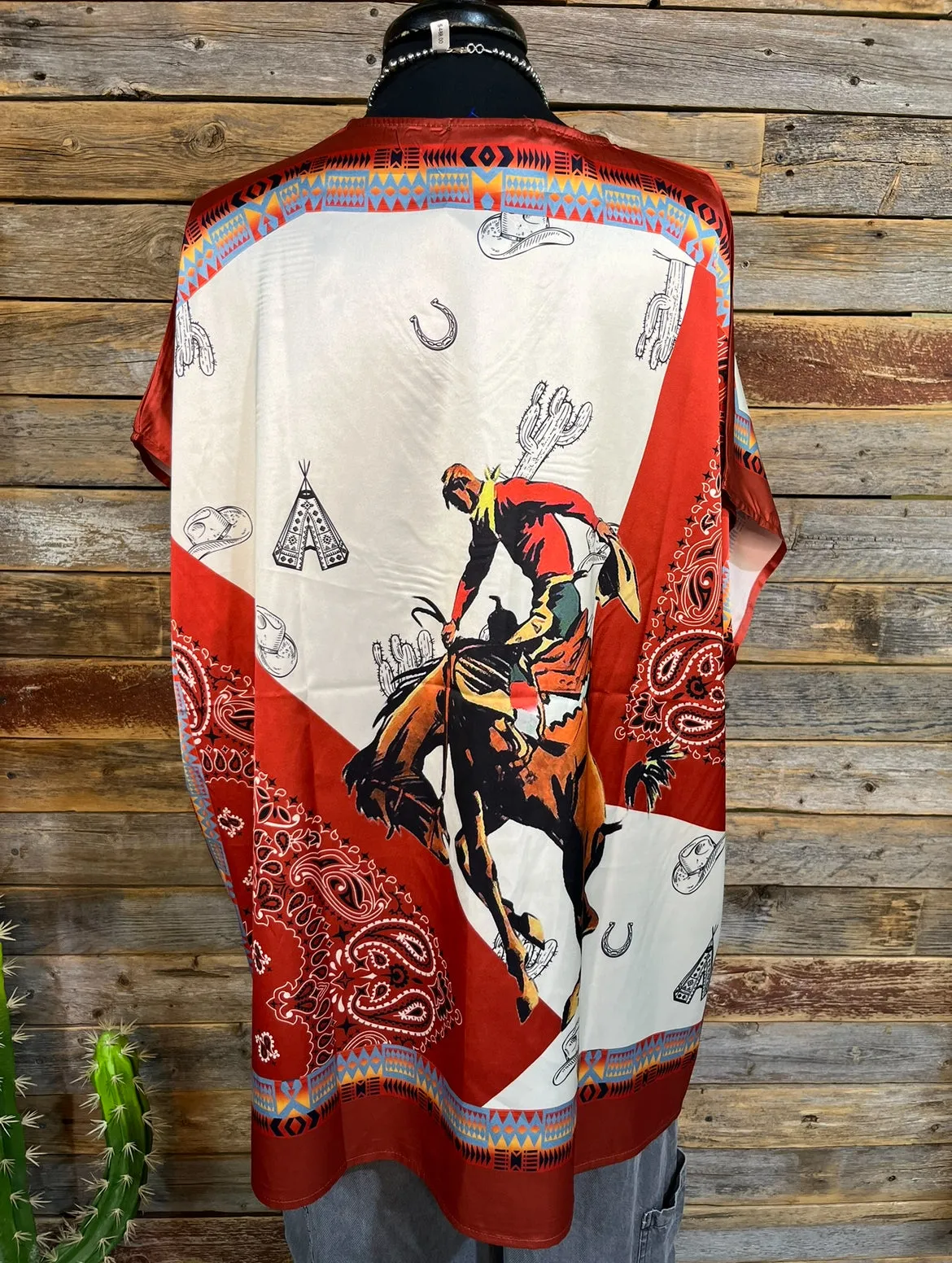 Rust Saddle Bronc Poncho Blouse