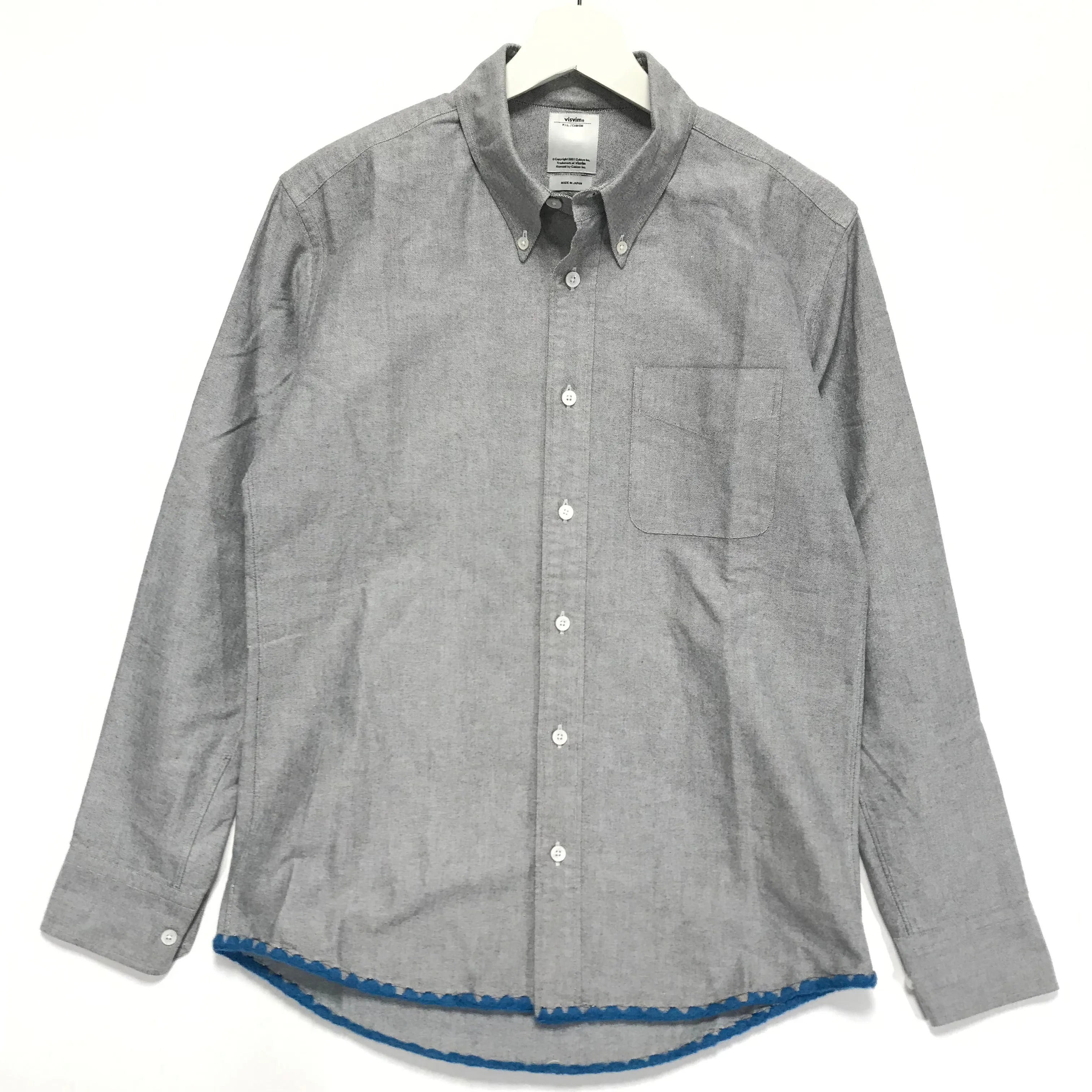 [S] Visvim V V L/S B.D. Shirt Woven Hem Grey