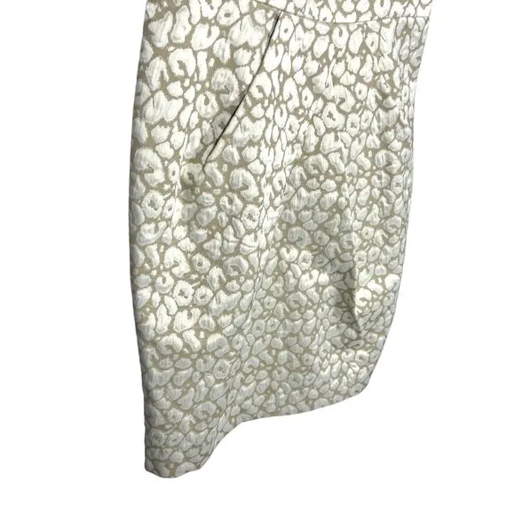 Saks Fifth Avenue Cream Tan Animal Print Sleeveless Sheath Knee Length Dress 6