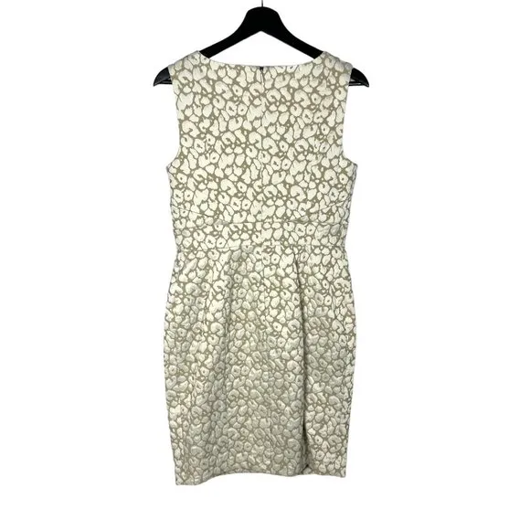 Saks Fifth Avenue Cream Tan Animal Print Sleeveless Sheath Knee Length Dress 6