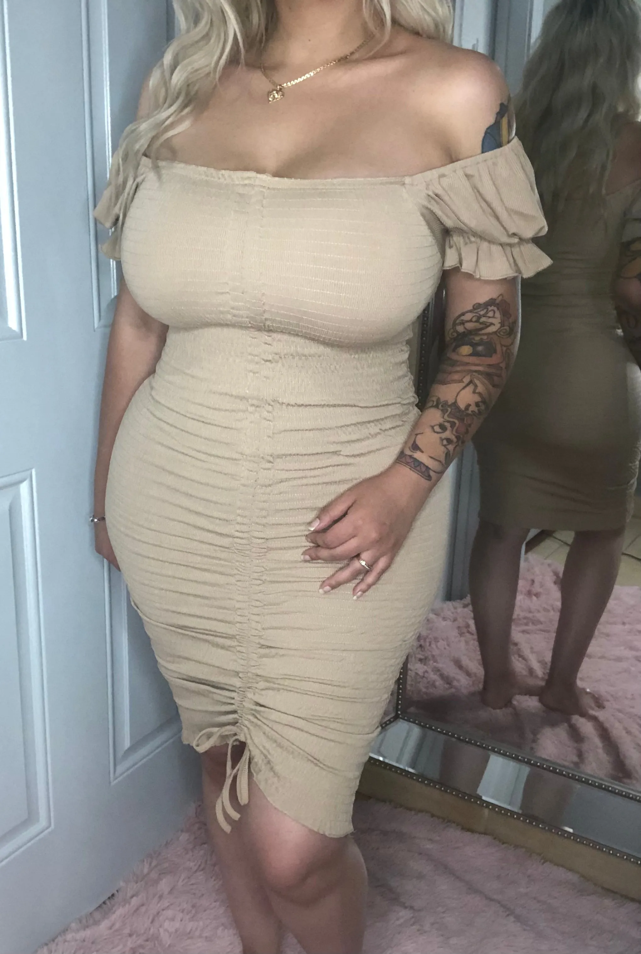 Sarah Smocked Dress(Khaki)