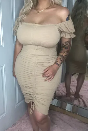 Sarah Smocked Dress(Khaki)
