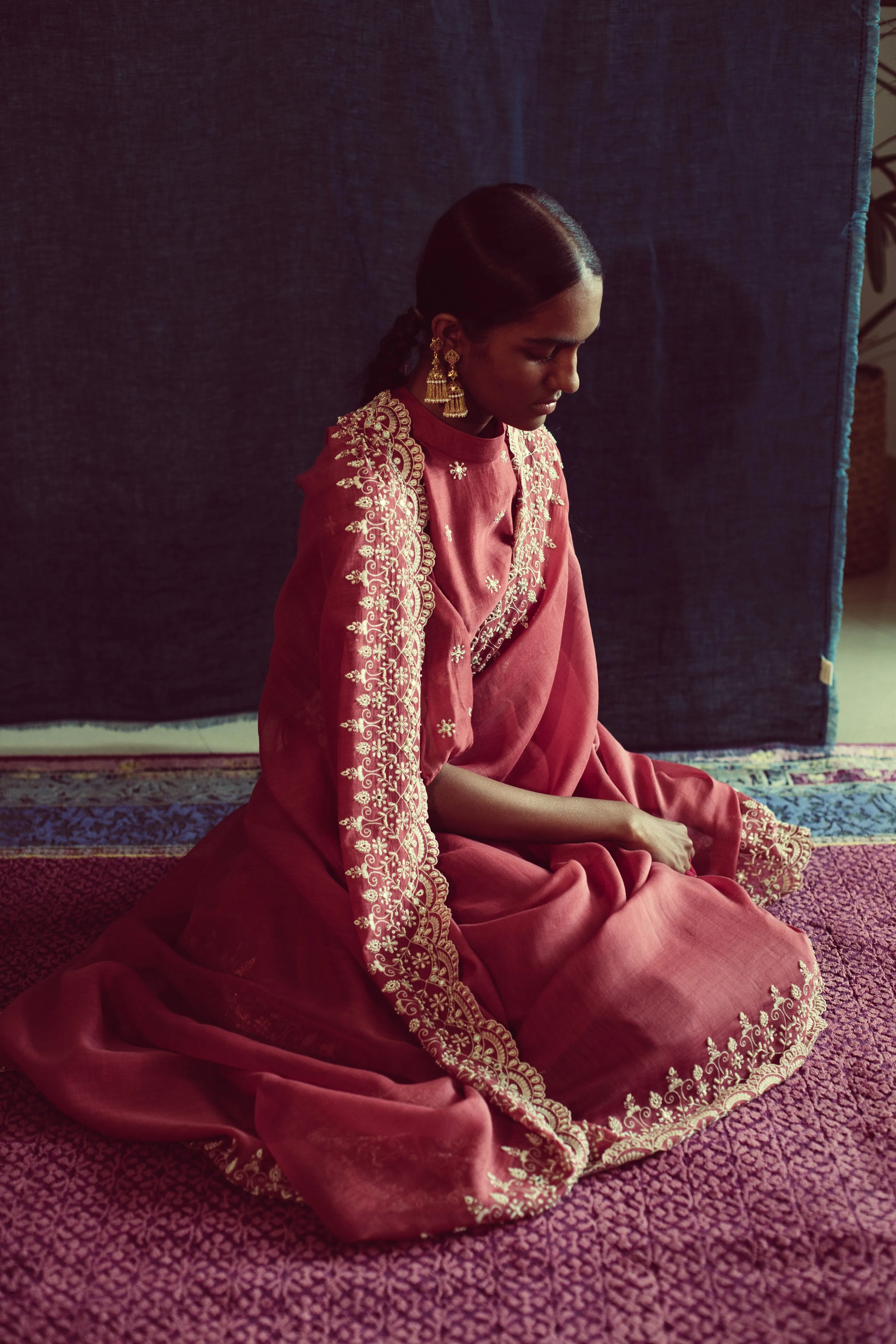 Sarang Kaur Ravenscar Watermelon Chandni saree Chanderi silk Blouse piece Chanderi silk Chandni SK01301