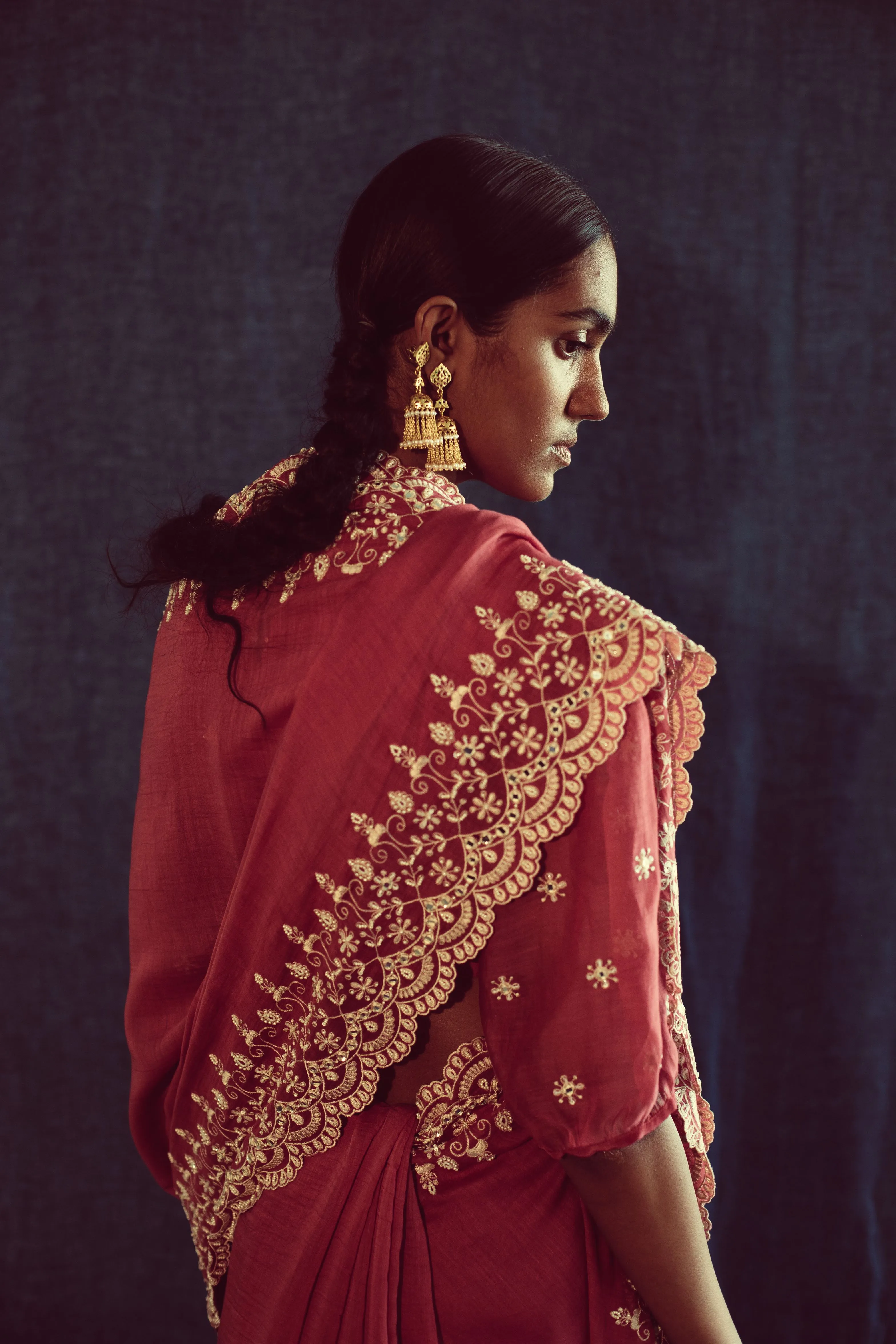 Sarang Kaur Ravenscar Watermelon Chandni saree Chanderi silk Blouse piece Chanderi silk Chandni SK01301