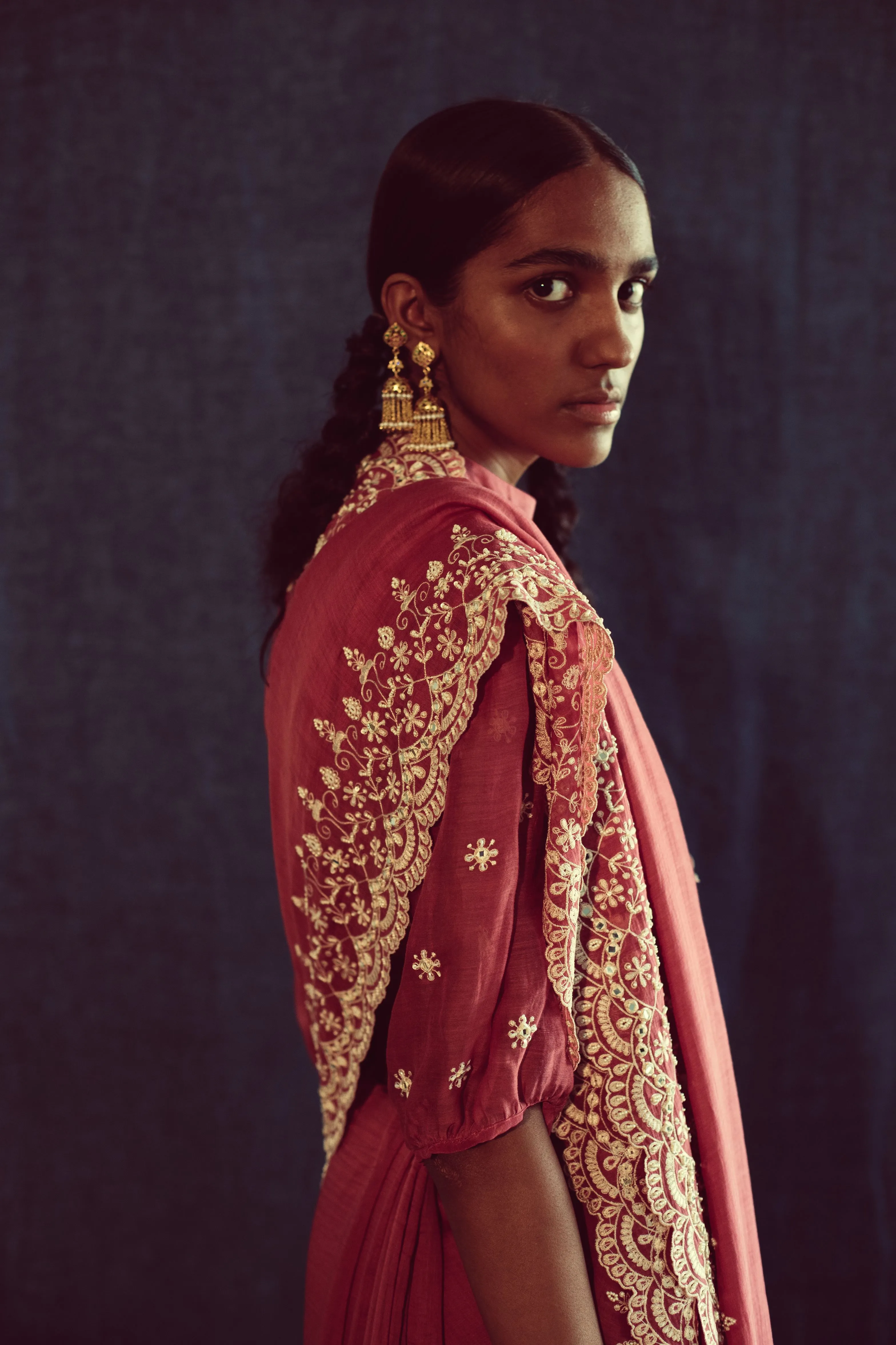 Sarang Kaur Ravenscar Watermelon Chandni saree Chanderi silk Blouse piece Chanderi silk Chandni SK01301