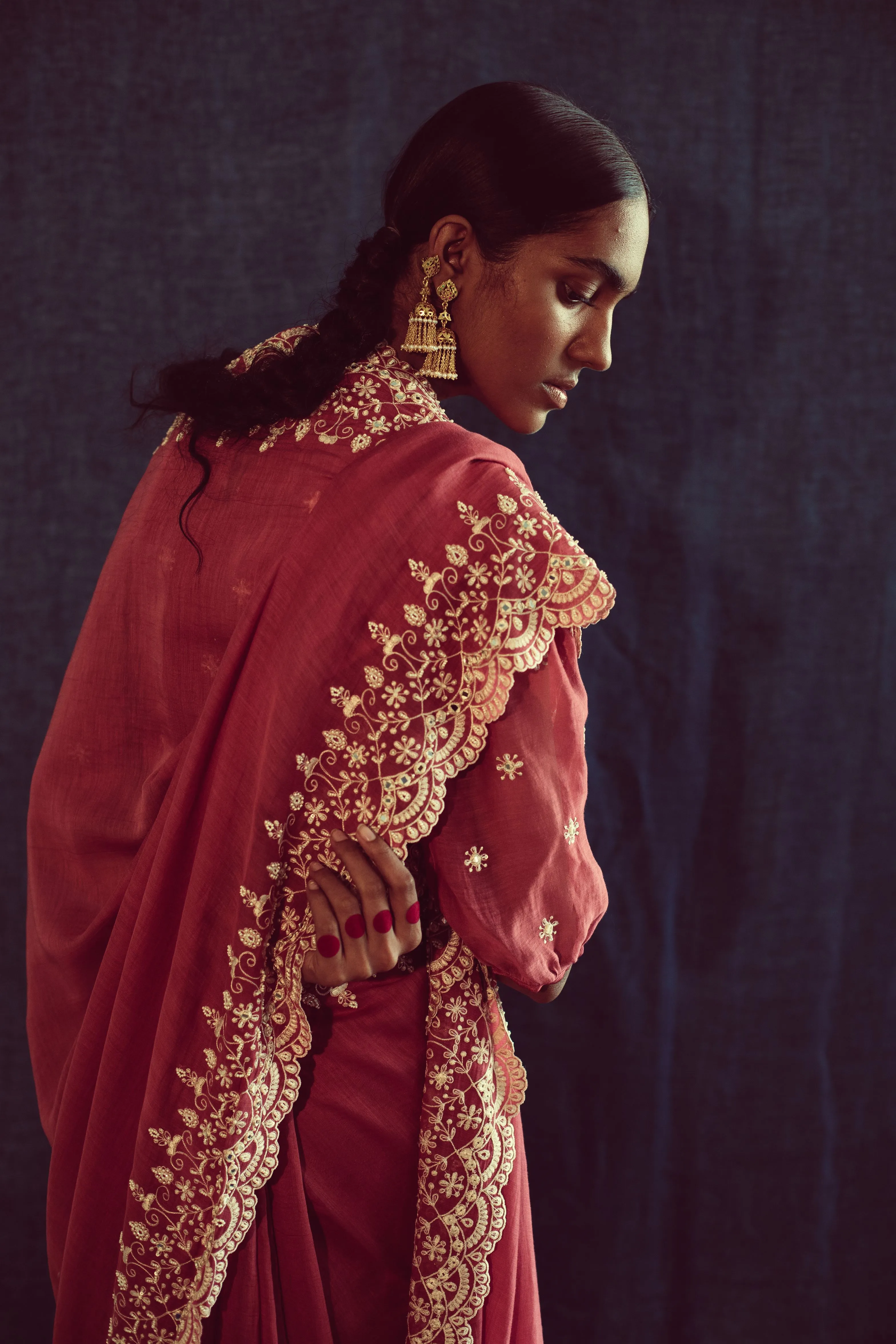 Sarang Kaur Ravenscar Watermelon Chandni saree Chanderi silk Blouse piece Chanderi silk Chandni SK01301