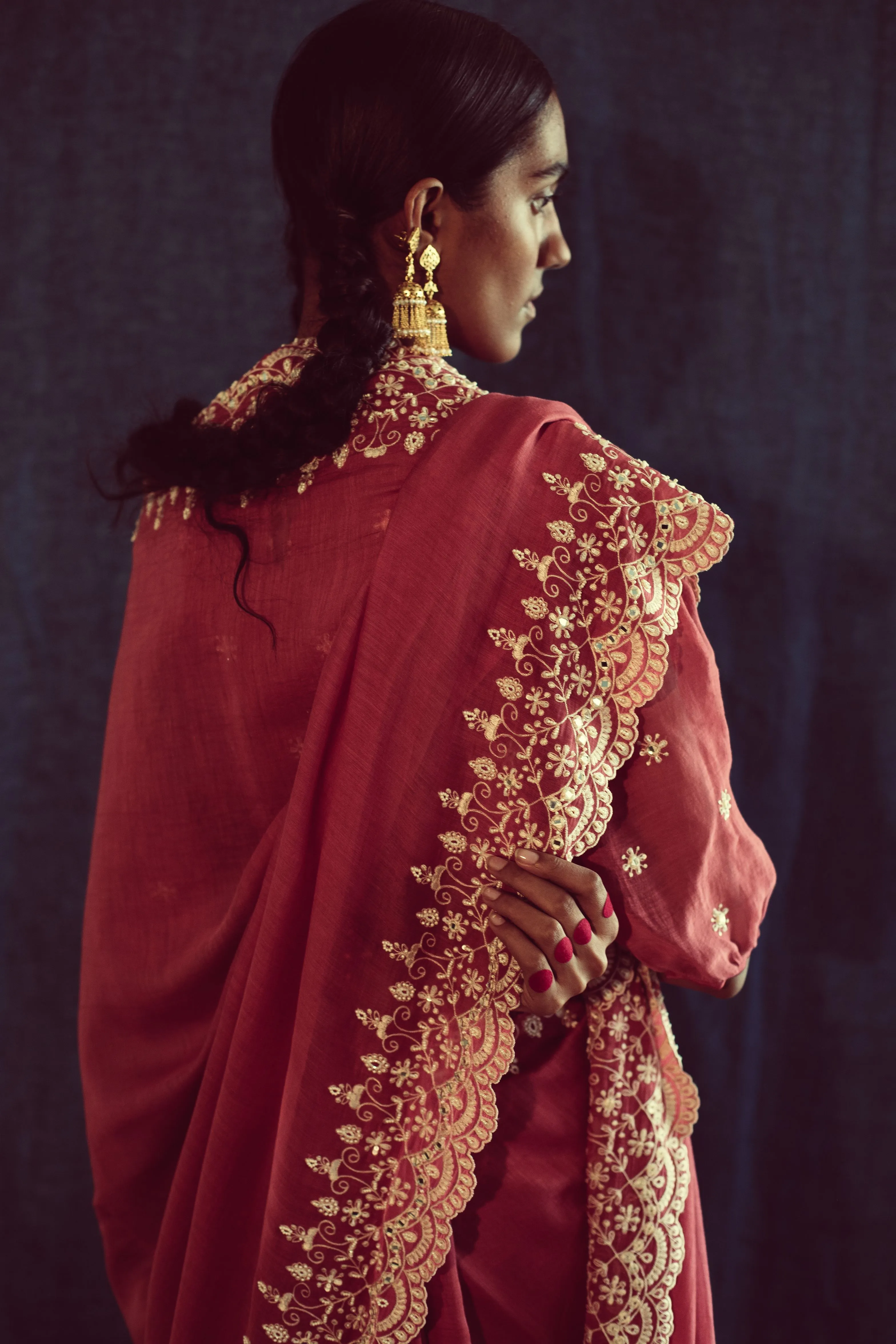 Sarang Kaur Ravenscar Watermelon Chandni saree Chanderi silk Blouse piece Chanderi silk Chandni SK01301