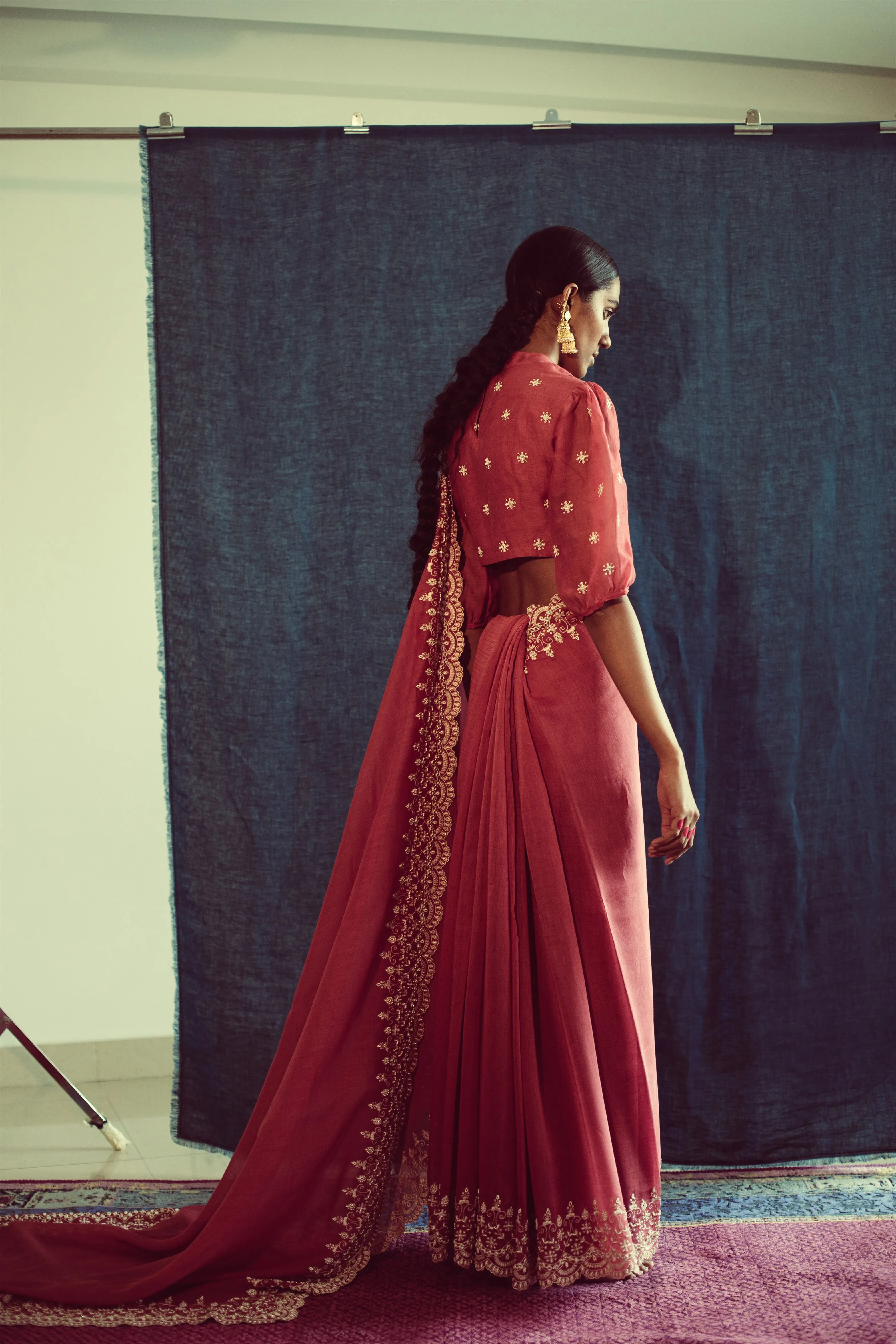 Sarang Kaur Ravenscar Watermelon Chandni saree Chanderi silk Blouse piece Chanderi silk Chandni SK01301