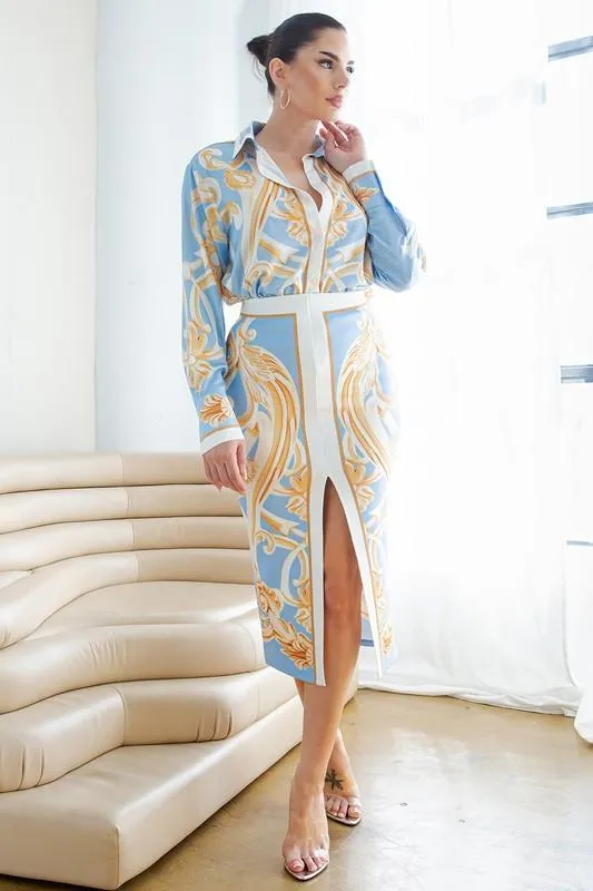 Satin Blouse with Pencil Skirt Set