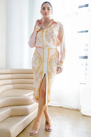 Satin Blouse with Pencil Skirt Set