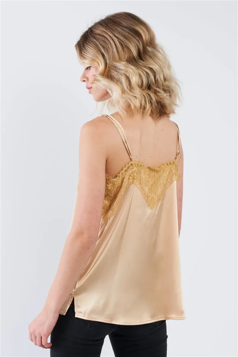 Satin Lace Cami Top | Golden Yellow