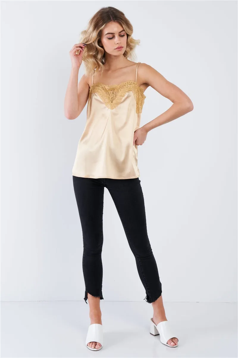 Satin Lace Cami Top | Golden Yellow