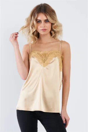 Satin Lace Cami Top | Golden Yellow