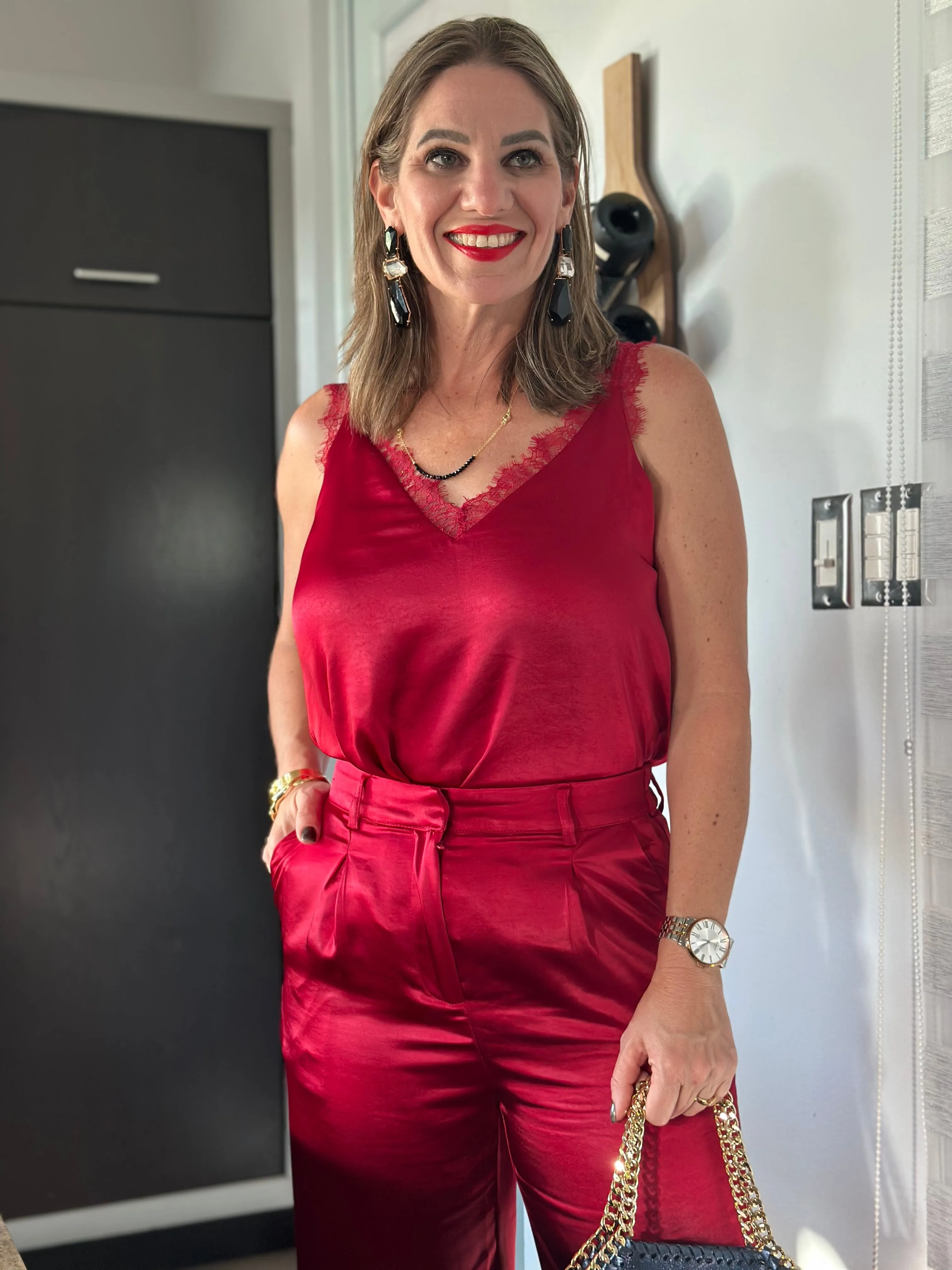 Satin Red Top