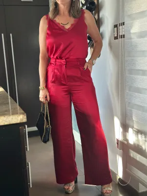 Satin Red Top