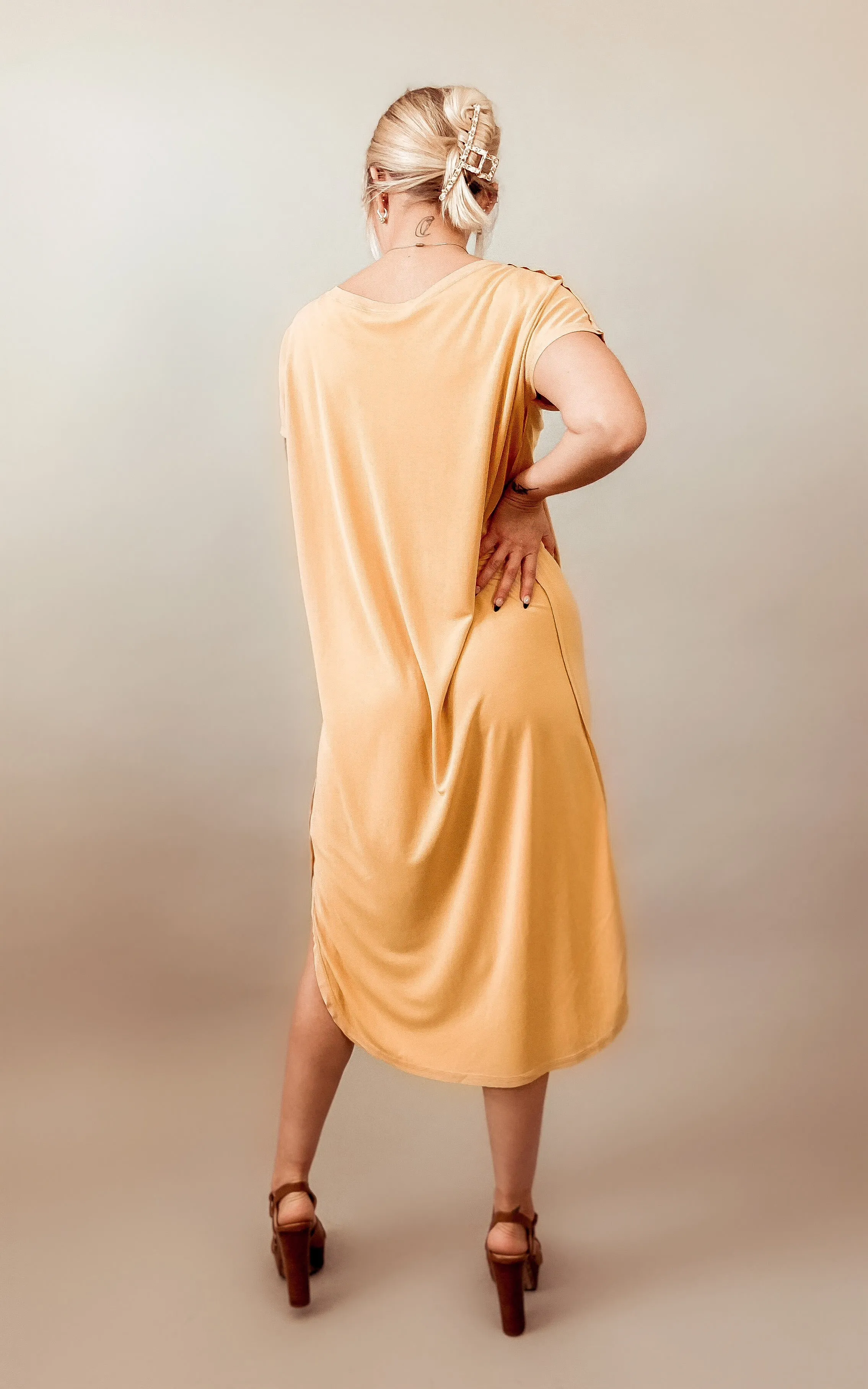 Savannah T-Shirt Dress (Mustard)