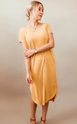 Savannah T-Shirt Dress (Mustard)